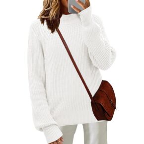 Zeagoo Women's 2024 Fall Turtleneck Sweaters Trendy Loose Long Sleeve Knit Pullover Jumper Tops