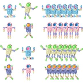 Robot Fidget Spinners Toys Transformable Fingertip Gyro Chain Toy Deformable DIY Stress Relief Fidget Toy for Adults Kids ADHD Autism Pinata Goodie Bag Birthday School Prizes Gift(24 PCS)