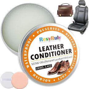 Mink Oil Paste Leather Conditioner Boots Wax Waterproof Smooth Couch Purse Shoes Bag Jacket Soft Polish Furniture Salve Sofa Car Seat Restore Shine Saddles Baseball Glove Natural Leather Care Balm