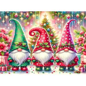 igoodom Gnome Diamond Painting Art Kit for Adults Christmas Diamond Art Painting for Beginners Full Drill Round Gem Art Painting for Crafts Home Wall Decor Gift 16x12inch