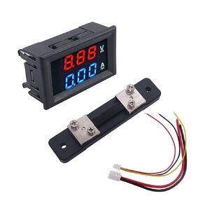 0.28" Digital Voltmeter Ammeter,LED Red&Blue Dual Digital Display Multimeter DC 0-100V 100A Detector Voltage Current Meter Gauge Tester with 100A Shunt
