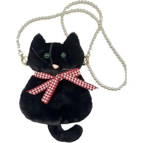 Handmade Plush Cat Messenger Bag, Cute Small Crossbody Cell Phone Bag Shoulder Bag Coin Pouch For Women Girls