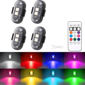 ضوء LED بدون طيار، أضواء LED القوية، 8 ألوان USB مضادة للتصادم، فلاش LED قابل لإعادة الشحن، للطيران الليلي بدون طيار، يناسب DJI Mini 4 Pro، Avata 2، Mini 4k وجميع ملحقات طائرات RC بدون طيار. (4 قطع) in Kuwait