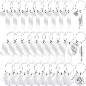 Framendino, 30 Pack Engravable Metal Keychain Blanks Stamping Keychain Laser Engraving Stainless Steel Blank Key Ring Tags Metal Stamping Tags for DIY Employee Craft Round Rectangular &