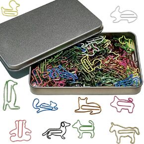 Cute Paper Clips 100 PCS, Animal Shaped Paperclips Assorted Colors, Bookmarks Clips Fun Office School Gifts for Women Men Coworkers Teachers Students Girls Boys