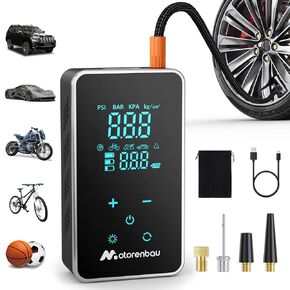 Tire Inflator Portable Air Compressor, 150PSI Cordless Air Pump for Car Tire, 3X Faster Auto Tire Inflator with Digital Pressure Gauge LCD Screen, Rechargeable Tire Pump for Cars,SUVs,Motorcycle,Bike