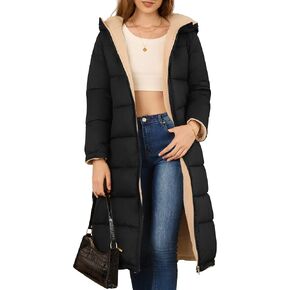 المرأة معطف طويل منتفخ مقنعين زمم سترات صوفية مع جيوب ملابس خارجية الشتاء مبطن معاطف الملابس العصرية 2024 in Kuwait