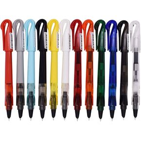12 PCS Jinhao Mako Disposible Fountain Pen Extra Fine Nib Diversity Color Shark Pen Case Set with Refillable Converters