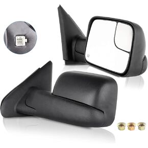 ECCPP Towing Mirrors Pair Set Replacement fit for 2003-2008 for Dodge for Ram 1500 2500 3500 Truck Power Heated Black Manual Side View Mirrors