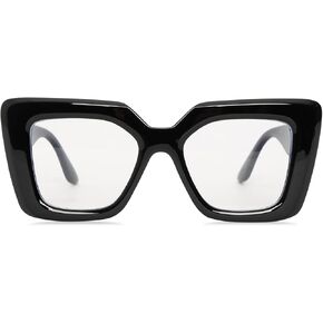 Heliltd Oversized Square Blue Light Blocking Glasses for Women Men Black Chunky Glasses Thick Frames Fashion Glasses(Non-Prescription)