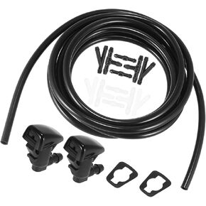 Front Windshield Washer Hose Kit Fit for Jeep Grand Cherokee with 3 Meter Washer Fluid Hose 12 Pcs Hose Connectors - Pack of 15 Black Vehicle Components