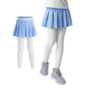 Girls Black Pleated Skirt with Inner Leggings Cheer Dance Skirt Pants School A-Line Skater Skirts 4-16Y