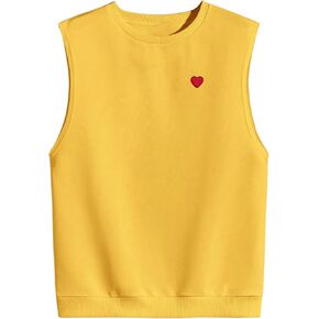 Men's Heart Embroidery Sleeveless Tank Top Round Neck Summer Casual Cami Shirts in Saudi Arabia