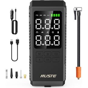 Tire Inflator Portable Air Compressor, Air Pump for Car Tires with Digital Pressure Gauge, 150PSI Rechargeable Battery, LED Light, Cordless Bike Tire Pump for Car, Motorcycle, Bicycle and More