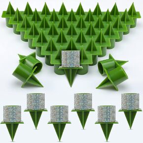 Eaasty 100 Pcs Christmas Green Taper Candle Holder Plastic Candle Holders Floral Candle Holder Candleholder for Weddings Celebrations Advent Wreaths Party Flower Arrangements Bridal Shower Banquets
