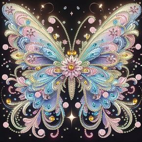 Acudotr Butterfly Diamond Painting Kits for Adults, 5D Special Shape Diamond Art Kits for Beginners, Crystal Rhinestones Diamond Painting for Home Wall Decoration, 12×12 Inch