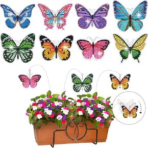 Vcekract 8 Pcs Butterfly Diamond Painting Swaying in The Wind, Diamond Art Kits for Adults, High Flexibility Iron Stakes Garden Decor, Diamond Painting Art Crafts for Beginners