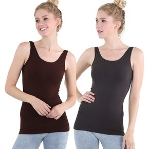 NIKIBIKI Women Seamless Wide Strap Basic Tank Top, Made in U.S.A, One Size