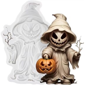 Halloween Silicone Molds Skull Fondant Mold Skull Gunman Molds for Halloween Party Cake Decoration Cupcake Topper Candy Polymer Clay Gum Paste