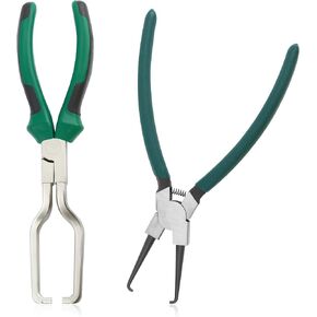 2PCS Fuel Line Dissconnect Tool Set,Fuel Line Petrol Clip Hose Clamp Pliers & 9-inch Fuel Line Pliers,Electrical Disconnect Pliers for Automotive Maintenance and Repair