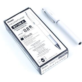 Pentel Floatune Rollerball, 0.8mm Medium Line, Black Ink, 12 Pack