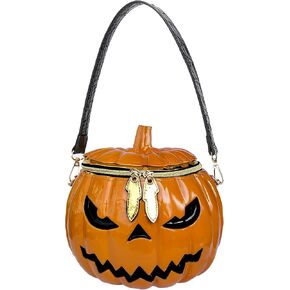 Women Pumpkin Shaped Crossbody Shoulder Bag Unique Weird PVC Handbag Novelty Halloween Pumpkin Purse