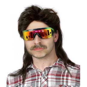 Mullet Wigs for Men 80s Costumes Fancy Party Accessory Cosplay Wig (Light Brown)