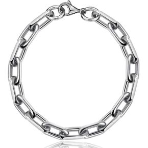 SanThree 8mm TA1 Pure Titanium Oval Square Chain Bracelet, Ultra Thick Skin Friendly Seamless Welded Link Chain Bracelets for Men Birthday Anniversaries Father Gifts,8.26"/8.66"/9.05",Come with Gift Box