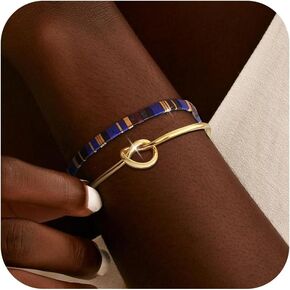 Long tiantian 2PCS Colorful Tila Tile Beaded Bracelet for Women Boho Bracelets Jewelry Gifts Stackable Stretch Bracelets Cute Bracelets Jewelry Gift Stocking Stuffer