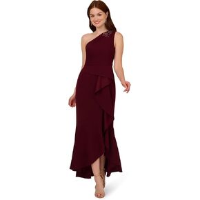 Adrianna Papell Women's Beaded Knit Crepe Gown