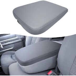 KBH Center Console Armrest Cover Replacement for Dodge Ram 2002 2003 2004 2005 2006 2007 2008, Jump Seat, Vinyl Leather, Medium Slate Gray (Leather Part Only)