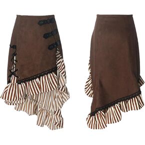 LMYOVE Steampunk Gothic Skirt Women，Retro Gothic Pleated High Low Fishtail Skirt,Medieval Punk Victorian Pirate Skirt