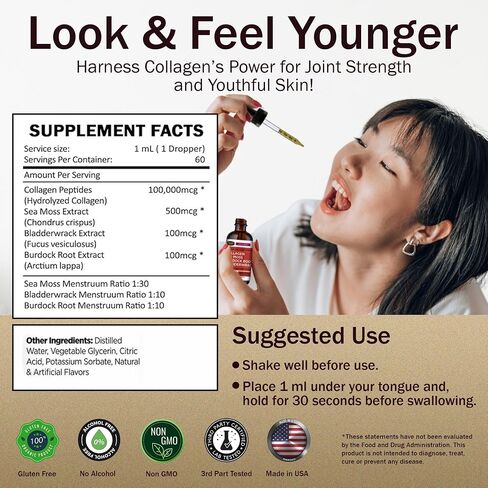Collagen Mojo Liquid Collagen Peptides with Lions Mane Mushroom, Elderberry & L-Theanine – High Potency/Absorption Formula. Hair, Skin, Nail + Joint Support. Promote Focus & Boost Immunity 2 Oz. in Saudi Arabia