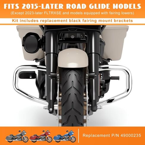 Chopped Engine Guard 1-1/4" Front Highway Crash Bar Protector W/Fairing Support Bracket Chrome Fit for 2015-2023 Road Glide Trike FLTR Models Replacement P/N 49000235 in Kuwait
