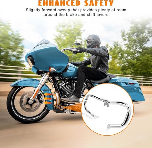 Chopped Engine Guard 1-1/4" Front Highway Crash Bar Protector W/Fairing Support Bracket Chrome Fit for 2015-2023 Road Glide Trike FLTR Models Replacement P/N 49000235 in Kuwait