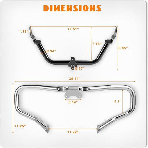 Chopped Engine Guard 1-1/4" Front Highway Crash Bar Protector W/Fairing Support Bracket Chrome Fit for 2015-2023 Road Glide Trike FLTR Models Replacement P/N 49000235 in Kuwait
