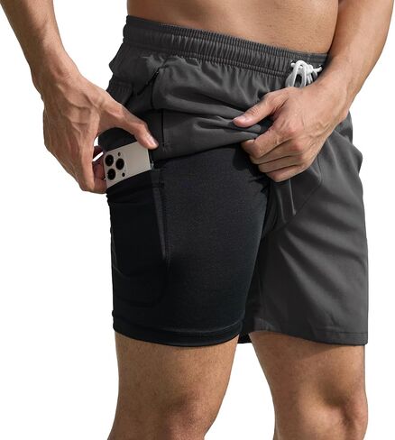 Scotamalone Mens Swim Trunks 2 in 1 Swimming Shorts Swimwear Bathing Suits Beach Resort Quick Dry with Zipper Pockets in Saudi Arabia