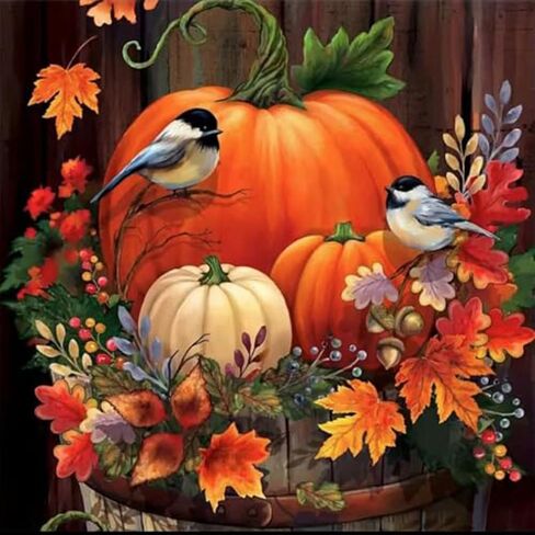 ZQEATRY 5D Fall Diamond Painting Kits for Adults,DIY Pumpkin Bird Diamond Art Round Drill Gem Art with Craft Kits for Home Wall Decor Gifts12x12inch in Saudi Arabia