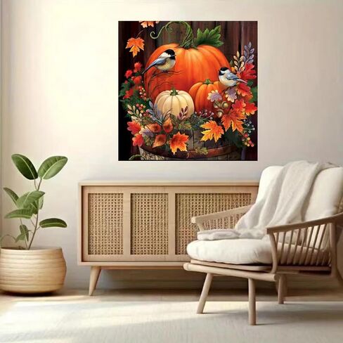 ZQEATRY 5D Fall Diamond Painting Kits for Adults,DIY Pumpkin Bird Diamond Art Round Drill Gem Art with Craft Kits for Home Wall Decor Gifts12x12inch in Saudi Arabia