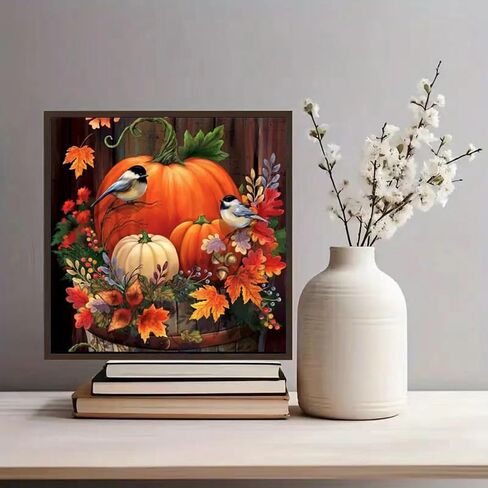 ZQEATRY 5D Fall Diamond Painting Kits for Adults,DIY Pumpkin Bird Diamond Art Round Drill Gem Art with Craft Kits for Home Wall Decor Gifts12x12inch in Saudi Arabia