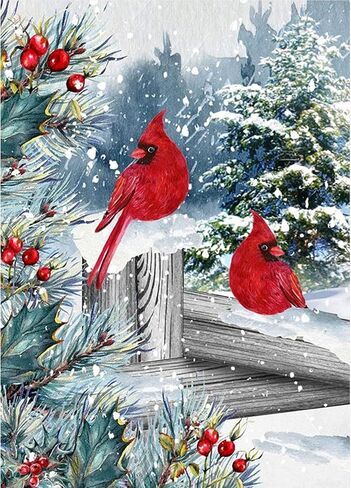 BOHADIY Winter Cardinals Christmas Diamond Art Painting Kits for Adults - Full Drill Diamond Art Paintings for Beginners, Round 5D Paint with Diamonds Gem Art Painting Kits DIY Adult Crafts 12x16inch in Saudi Arabia