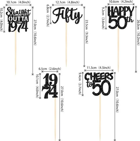 15 PCS 50th Birthday Centerpiece Sticks Fifty Happy 50th Straight Outta 1974 Table Flower Centerpieces Sticks Cheers to 50 Floral Decorations for 50th Birthday Party Centerpieces Supplies Black in Saudi Arabia