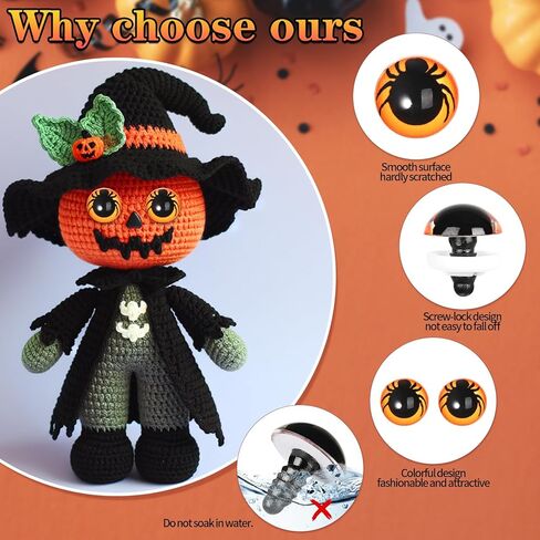 MUCUNNIA 10 قطع 16 مم عيون أمان عنكبوت للحياكة مع غسالات عيون أمان بلاستيكية لعيون الكروشيه اليدوية أميجورومي لحيوانات الكروشيه حيوانات الكروشيه DIY زينة الهالوين صناعة الدمى in Kuwait