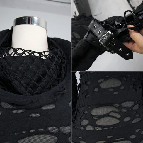 Mens Hooded Top Sweatershirt Hole Design Gothic Punk Hoodie Party Halloween Costume Streetwear Hip Hop Personality Tops in Saudi Arabia