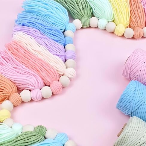 Rainbow Tassel Garland for Kids Room Classroom Bedroom Nursery Home Decoration Colorful Wall Hanging Garland Party Baby Shower Boho Tassel Garland with Wood Decor Decorative Banner Pastel Beads in Saudi Arabia