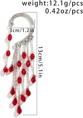 Halloween Vampire Earrings Gothic Blood Dangle Earrings Ear Cuffs for Non-Piercing Black Red Crystal Dangle Earrings Vampire Jewelry for Halloween Party Costume in Saudi Arabia