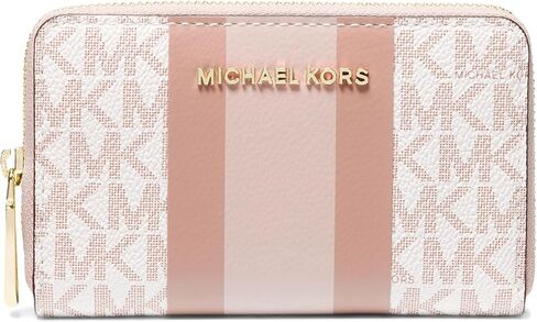 Michael Kors Women's Jet Set Small Zip Around Card Case, Optic White/Soft Pink in Kuwait
