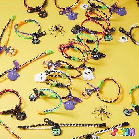 JOYIN 60 PCS Halloween Zipper Bracelets Bulk Set, Friendship Zipper Wristbands for Kids Gift, Halloween Trinkets, Halloween Goodie Bag Fillers, Classroom Prizes in Saudi Arabia