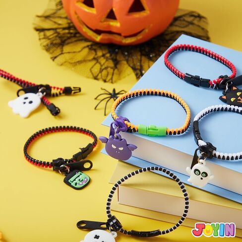 JOYIN 60 PCS Halloween Zipper Bracelets Bulk Set, Friendship Zipper Wristbands for Kids Gift, Halloween Trinkets, Halloween Goodie Bag Fillers, Classroom Prizes in Saudi Arabia