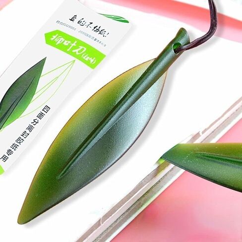 Green Willow Leaf Envelopes Opener Bookmark, Plastic Paper Cutter Plastic Razor Blade Tool for Office, Cutting and Measuring Devices in Saudi Arabia
